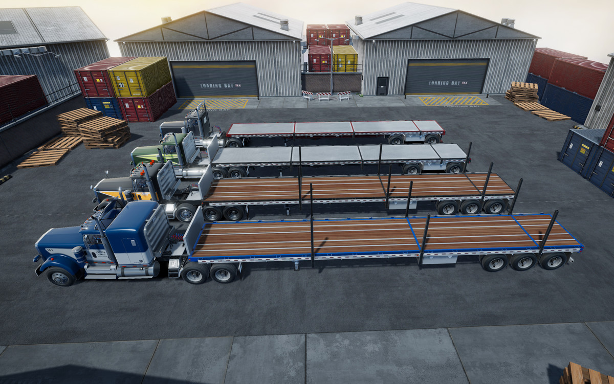 Semi truck flatbed trailer