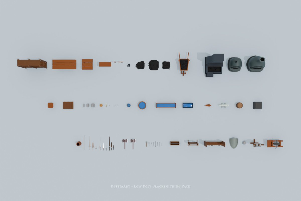 Low Poly Blacksmithing Pack