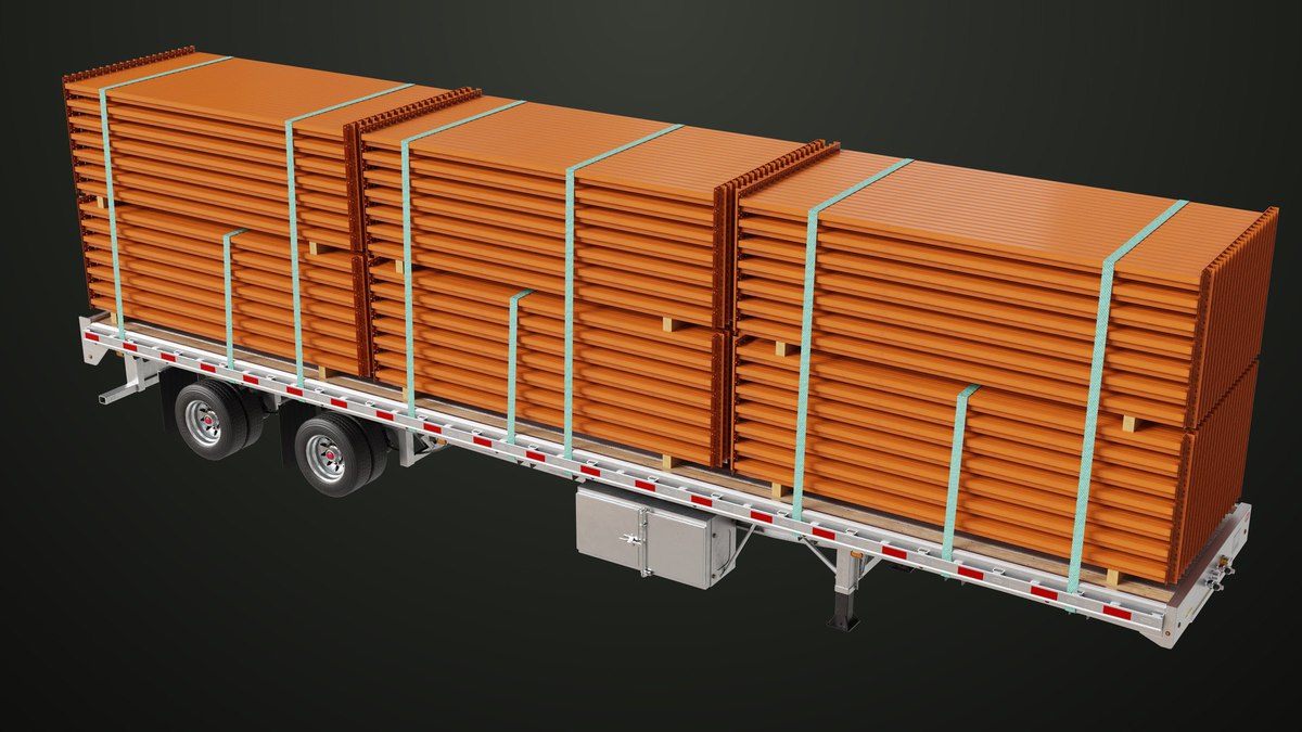 Flatbed Trailer with 7 Loads Single Mat URP HDRP Textures
