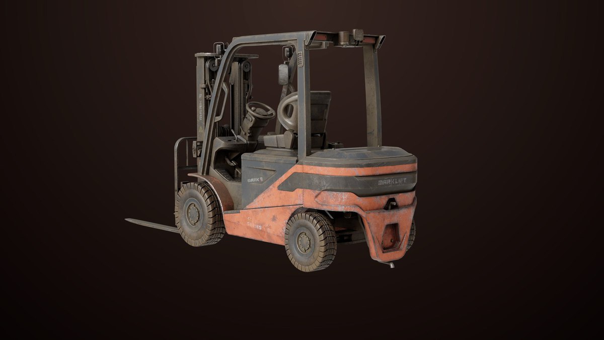 Old Dusty Forklift Truck03 Orange URP HDRP Textures