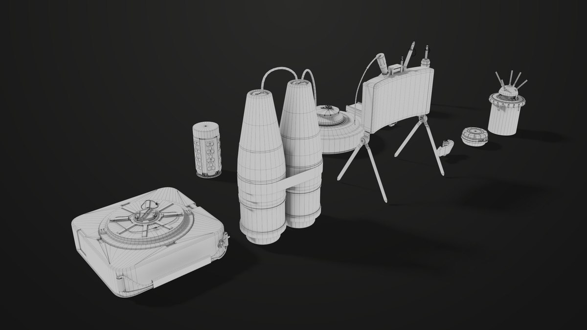 Mine Bomb Collection Single Mat HDRP URP Textures