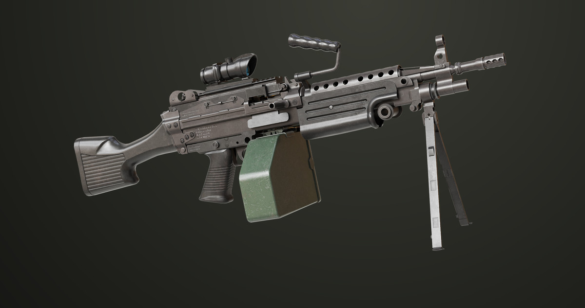 Machine Gun Sandal and Black Ammo Box URP HDRP Textures