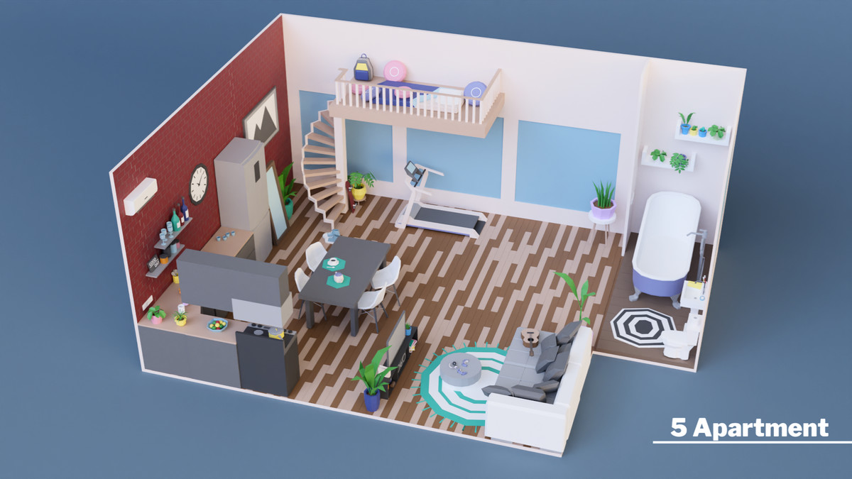 Low Poly Apartments Interiors Pack